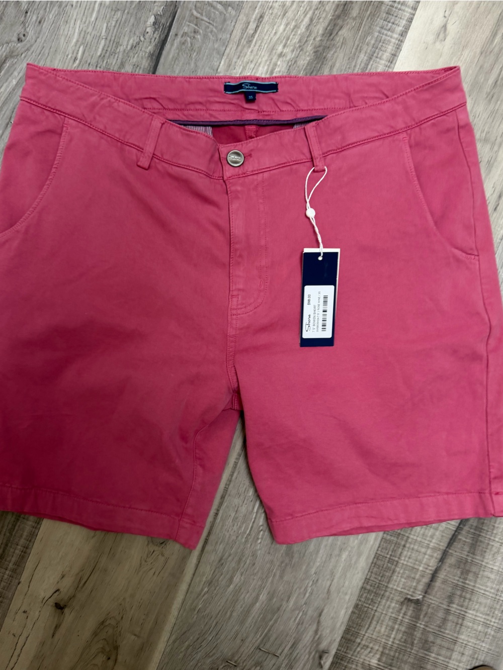 Men's Flat-Front Shorts in Pink Retail $98